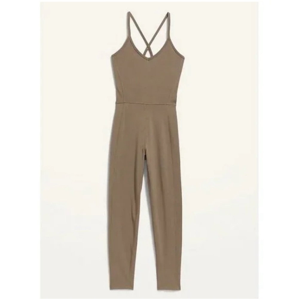 Old Navy PowerChill 7/8-Length Cami Jumpsuit Leotard Brown size small